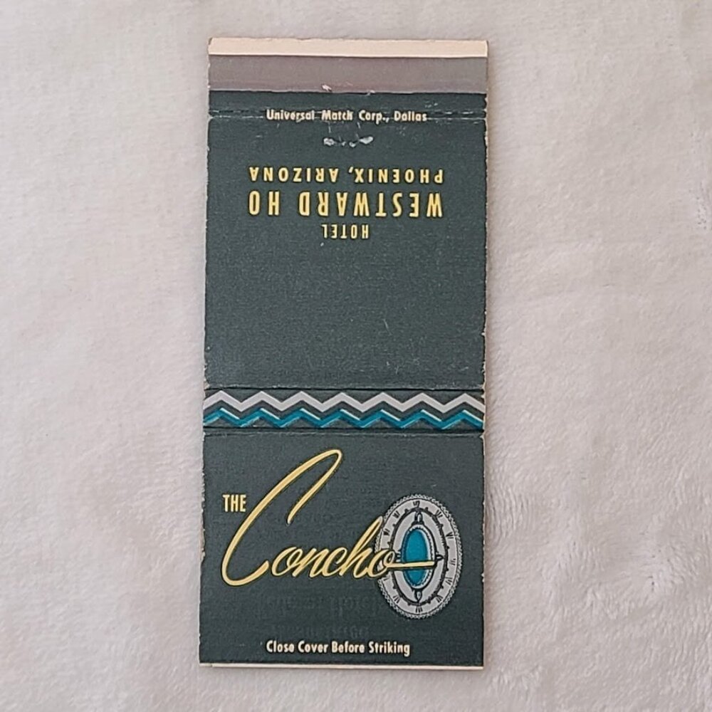 Vintage Matchbook Cover The Concho Restaurant Hotel Westward Ho Phoenix Arizona - Picture 4 of 5